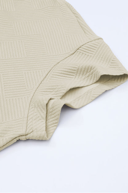 White Textured Loose Fit T Shirt and Drawstring Pants Set 95%Polyester+5%Elastane Two Piece Sets by Fleurcouture | Fleurcouture