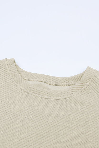 White Textured Loose Fit T Shirt and Drawstring Pants Set 95%Polyester+5%Elastane Two Piece Sets by Fleurcouture | Fleurcouture