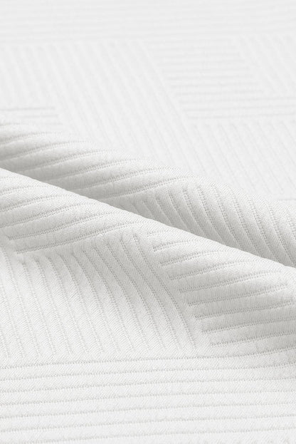 White Textured Loose Fit T Shirt and Drawstring Pants Set 95%Polyester+5%Elastane Two Piece Sets by Fleurcouture | Fleurcouture