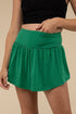 Wide Band Tennis Skirt with Zippered Back Pocket K GREEN S by ZENANA | Fleurcouture