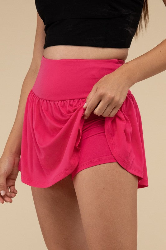 Wide Band Tennis Skirt with Zippered Back Pocket by ZENANA | Fleurcouture