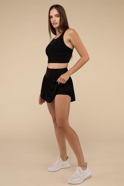 Wide Band Tennis Skirt with Zippered Back Pocket by ZENANA | Fleurcouture