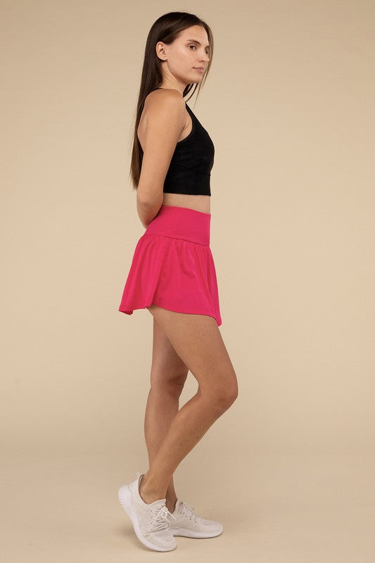 Wide Band Tennis Skirt with Zippered Back Pocket by ZENANA | Fleurcouture