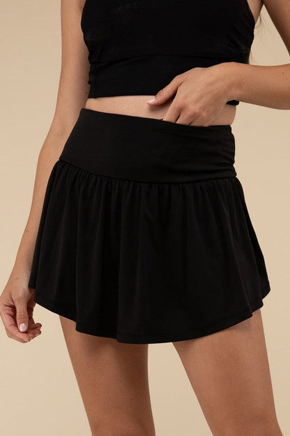 Wide Band Tennis Skirt with Zippered Back Pocket by ZENANA | Fleurcouture