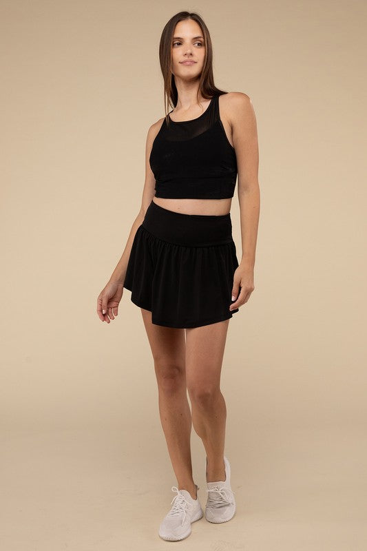 Wide Band Tennis Skirt with Zippered Back Pocket by ZENANA | Fleurcouture