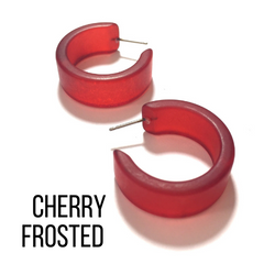 Wide Classic Frosted Hoop Earrings - Clara Cherry Frosted Wide Classic Hoops by Leetie Lovendale | Fleurcouture