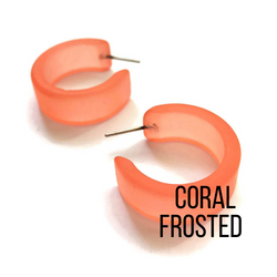 Wide Classic Frosted Hoop Earrings - Clara Coral Frosted Wide Classic Hoops by Leetie Lovendale | Fleurcouture