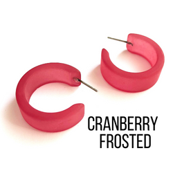 Wide Classic Frosted Hoop Earrings - Clara Cranberry Frosted Wide Classic Hoops by Leetie Lovendale | Fleurcouture
