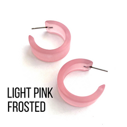 Wide Classic Frosted Hoop Earrings - Clara Light Pink Frosted Wide Classic Hoops by Leetie Lovendale | Fleurcouture