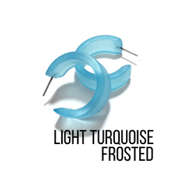 Wide Classic Frosted Hoop Earrings - Clara Light Turquoise Frosted Wide Classic Hoops by Leetie Lovendale | Fleurcouture