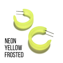 Wide Classic Frosted Hoop Earrings - Clara Neon Yellow Frosted Wide Classic Hoops by Leetie Lovendale | Fleurcouture