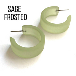 Wide Classic Frosted Hoop Earrings - Clara Sage Frosted Wide Classic Hoops by Leetie Lovendale | Fleurcouture
