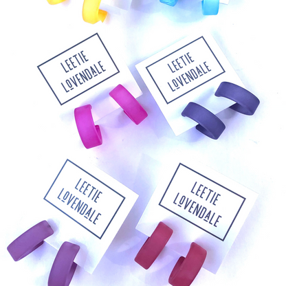 Wide Classic Frosted Hoop Earrings - Clara Wide Classic Hoops by Leetie Lovendale | Fleurcouture