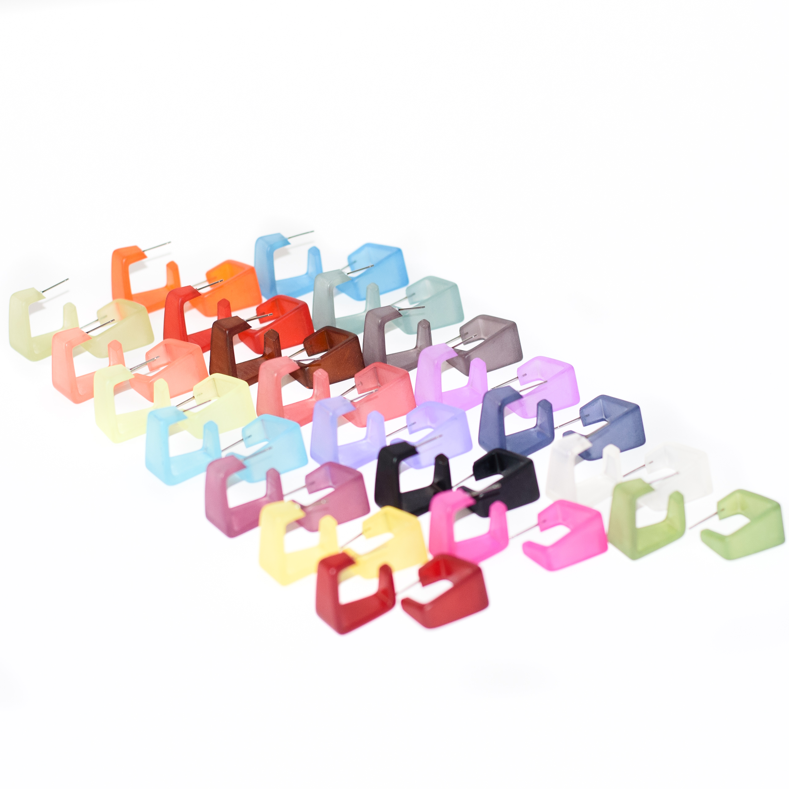 Wide Cubist Frosted Hoop Earrings Wide Cubist Square Hoops by Leetie Lovendale | Fleurcouture