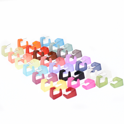 Wide Cubist Frosted Hoop Earrings Wide Cubist Square Hoops by Leetie Lovendale | Fleurcouture