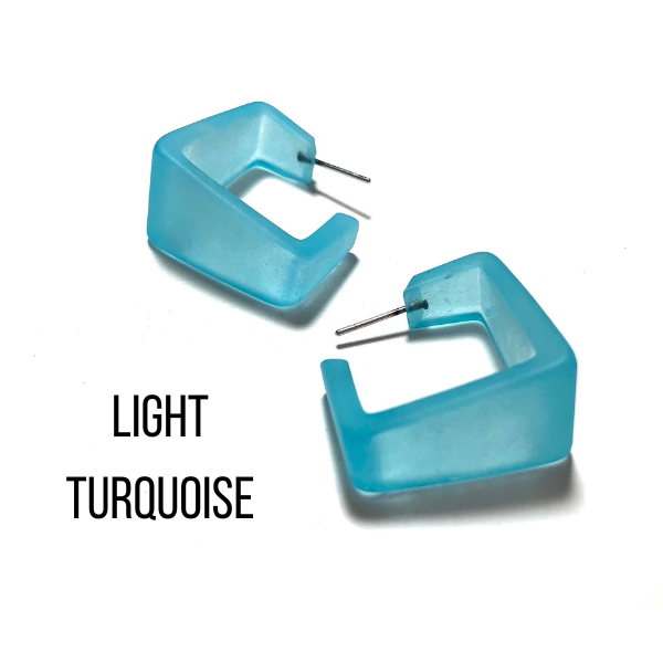 Wide Cubist Frosted Hoop Earrings Wide Cubist Square Hoops by Leetie Lovendale | Fleurcouture