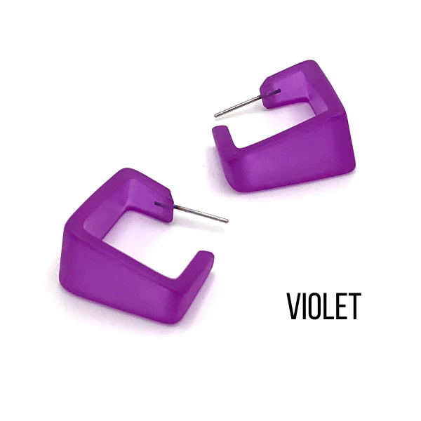 Wide Cubist Frosted Hoop Earrings Wide Cubist Square Hoops by Leetie Lovendale | Fleurcouture