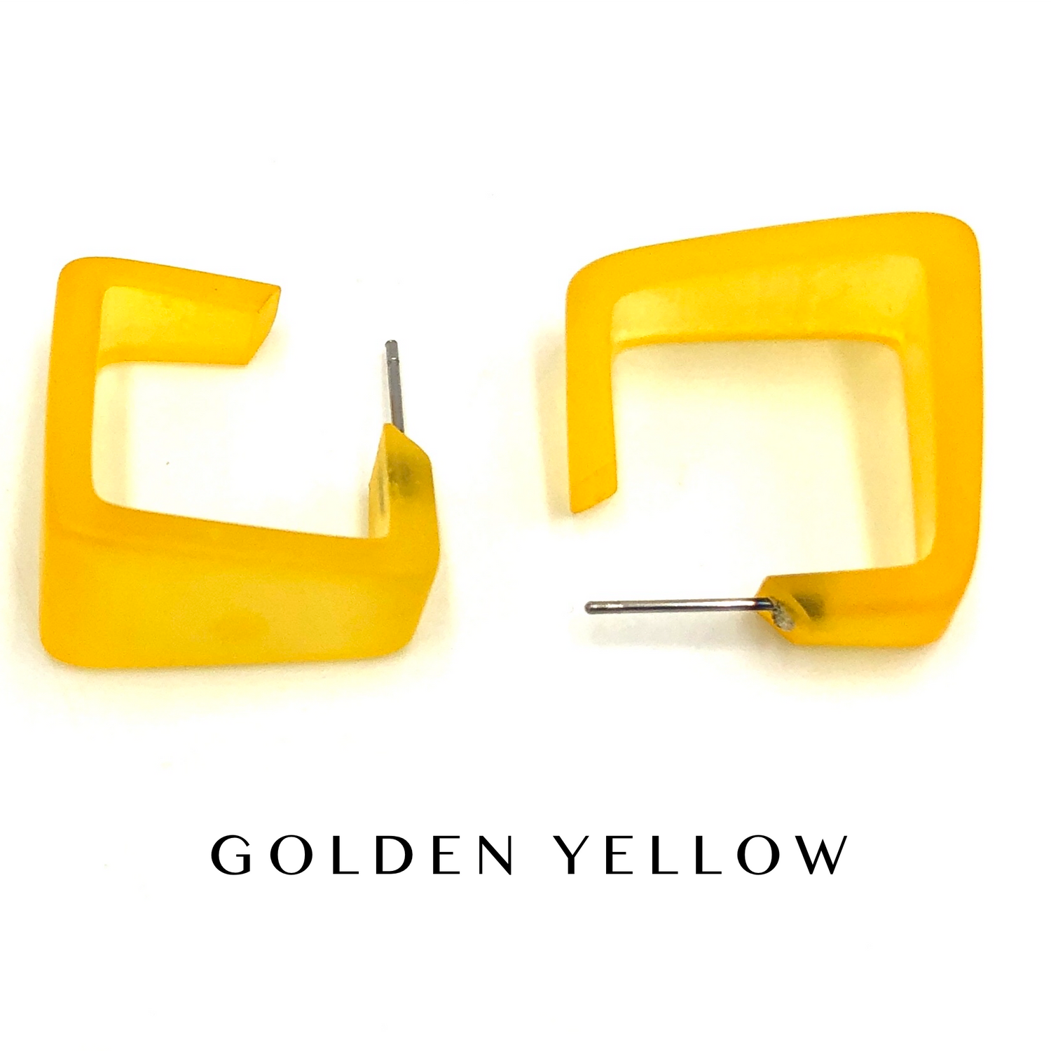 Wide Cubist Frosted Hoop Earrings Wide Cubist Square Hoops by Leetie Lovendale | Fleurcouture