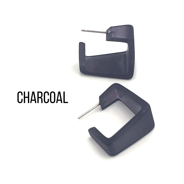 Wide Cubist Frosted Hoop Earrings Wide Cubist Square Hoops by Leetie Lovendale | Fleurcouture