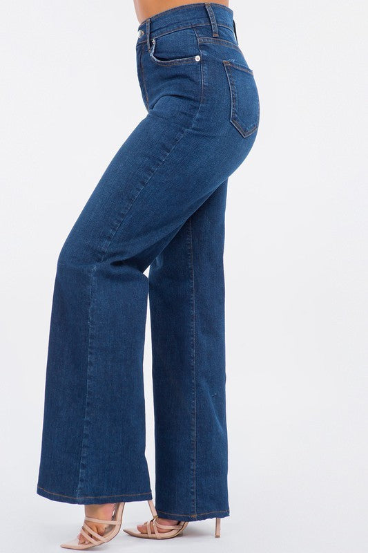 Wide Leg Jean in Dark Wash dark wash by GJG Denim | Fleurcouture