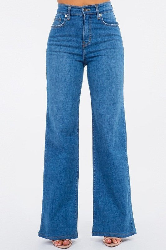 Wide Leg Jean in Medium Blue Blue 3 by GJG Denim | Fleurcouture