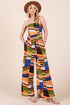 Wide Leg Jumpsuit with Pockets Orange Combo S by Orange Farm Clothing | Fleurcouture