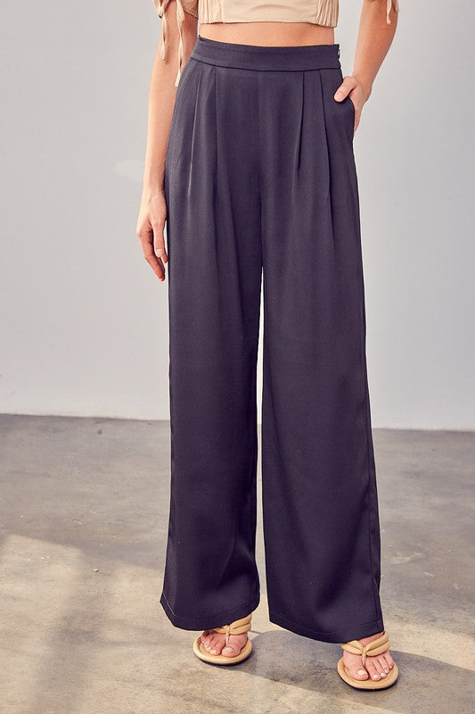 Wide Leg Pants BLACK S by Do + Be Collection | Fleurcouture