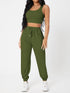 Wide Strap Top and Drawstring Joggers Set Moss S Two Piece Sets by Trendsi | Fleurcouture