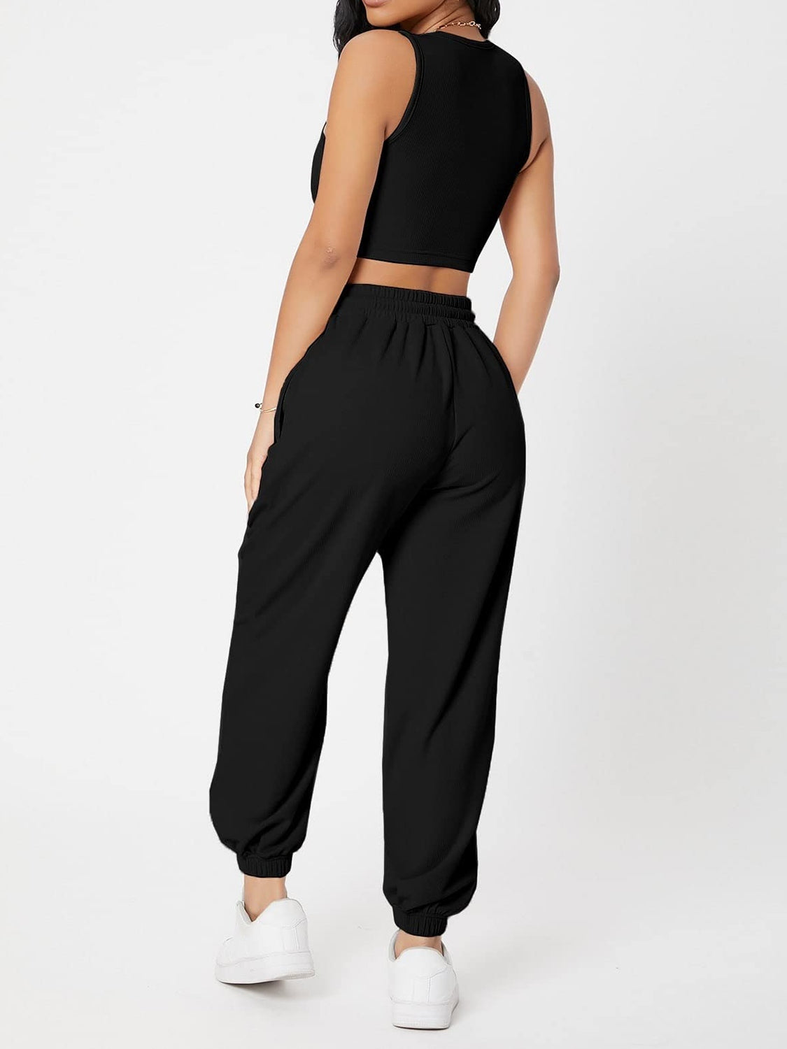 Wide Strap Top and Drawstring Joggers Set Two Piece Sets by Trendsi | Fleurcouture