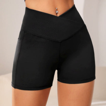 Wide Waistband Active Shorts with Pocket Black S Activewear by Trendsi | Fleurcouture