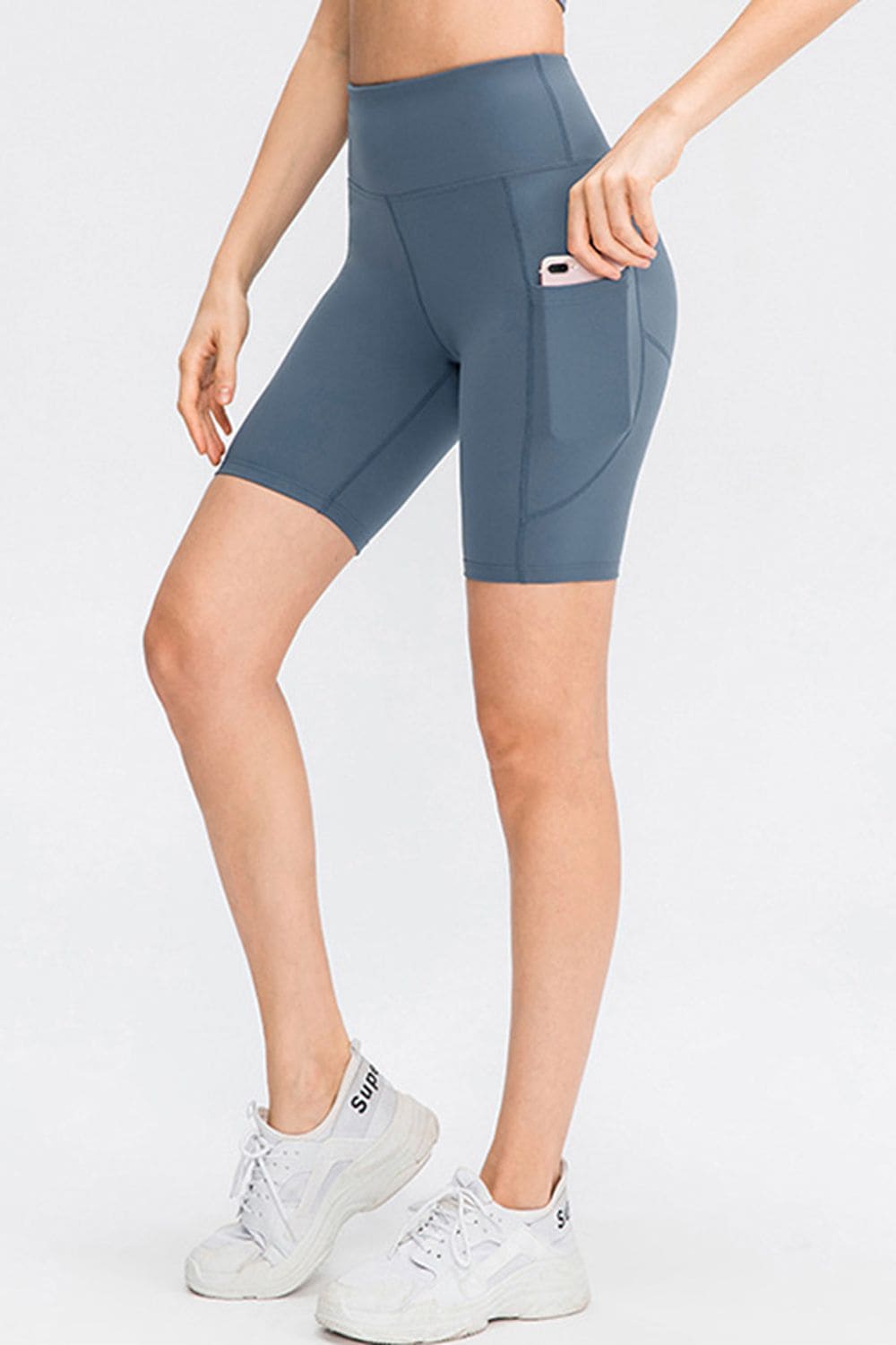 Wide Waistband Sports Shorts with Pockets Activewear by Trendsi | Fleurcouture