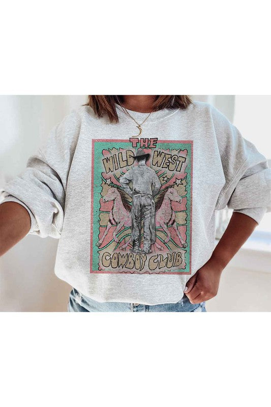 WILD WEST COWBOY GRAPHIC PLUS SIZE SWEATSHIRT ASH 1XL by ROSEMEAD LOS ANGELES CO | Fleurcouture