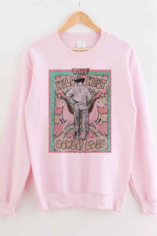 WILD WEST COWBOY GRAPHIC PLUS SIZE SWEATSHIRT PINK 1XL by ROSEMEAD LOS ANGELES CO | Fleurcouture