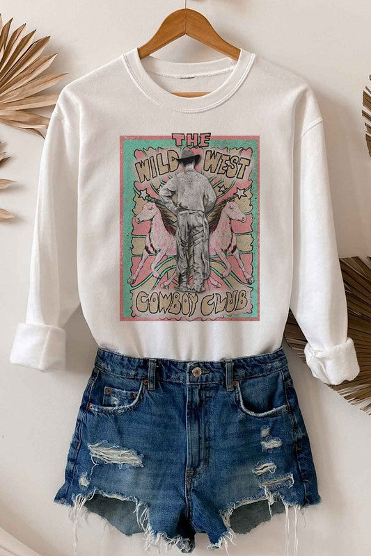 WILD WEST COWBOY GRAPHIC PLUS SIZE SWEATSHIRT WHITE 1XL by ROSEMEAD LOS ANGELES CO | Fleurcouture