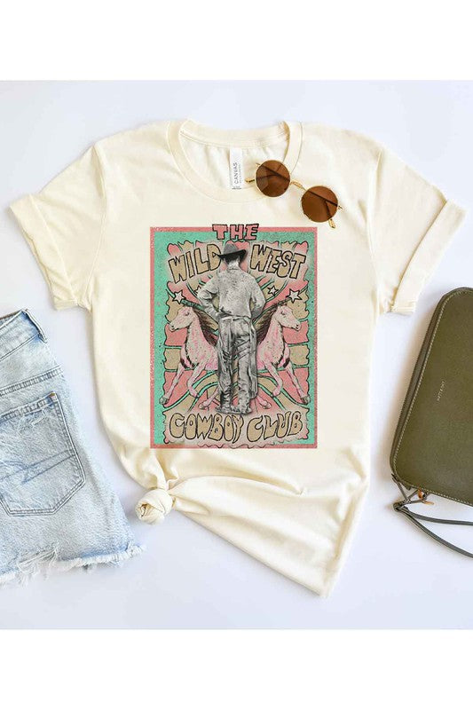 WILD WEST COWBOY GRAPHIC PLUS SIZE TEE / T-SHIRT IVORY/NATURAL 1XL by ROSEMEAD LOS ANGELES CO | Fleurcouture