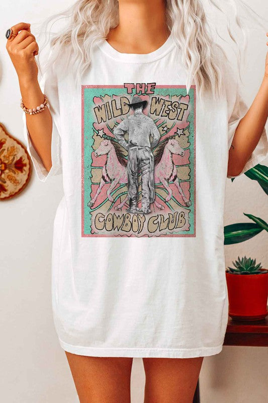 WILD WEST COWBOY GRAPHIC PLUS SIZE TEE / T-SHIRT WHITE 1XL by ROSEMEAD LOS ANGELES CO | Fleurcouture