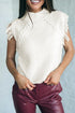 Wome Tasseled Sleeveless Mock Neck Sweater Vest White S by YNIQUE | Fleurcouture