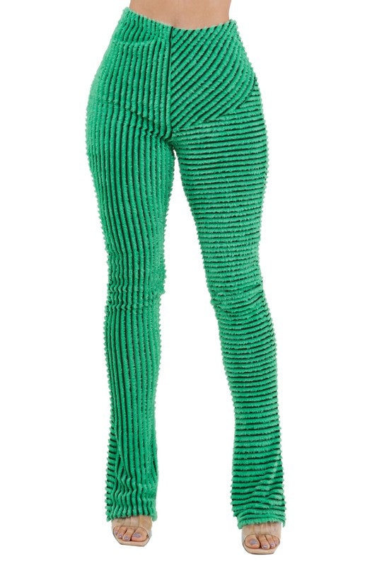 WOMEN COMFY FLUFFY KNIT LEGGINGSWEAT PANTS GREEN by By Claude | Fleurcouture