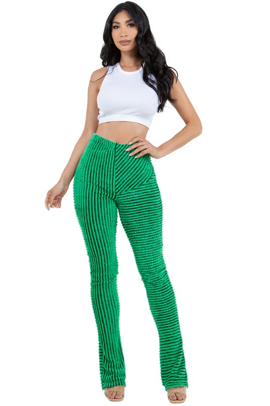 WOMEN COMFY FLUFFY KNIT LEGGINGSWEAT PANTS GREEN S by By Claude | Fleurcouture