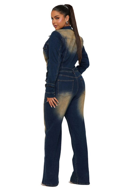 WOMEN DENIM SEXY JUMPSUIT NAVY by By Claude | Fleurcouture