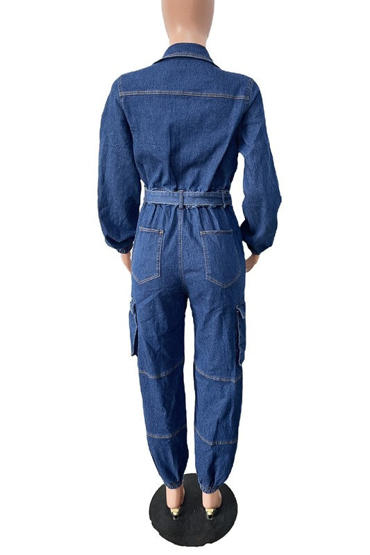 WOMEN DENIM SEXY JUMPSUIT NAVY by By Claude | Fleurcouture