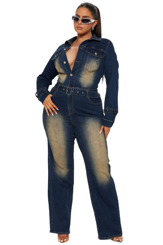 WOMEN DENIM SEXY JUMPSUIT NAVY by By Claude | Fleurcouture