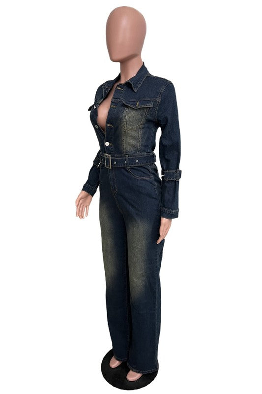 WOMEN DENIM SEXY JUMPSUIT NAVY by By Claude | Fleurcouture