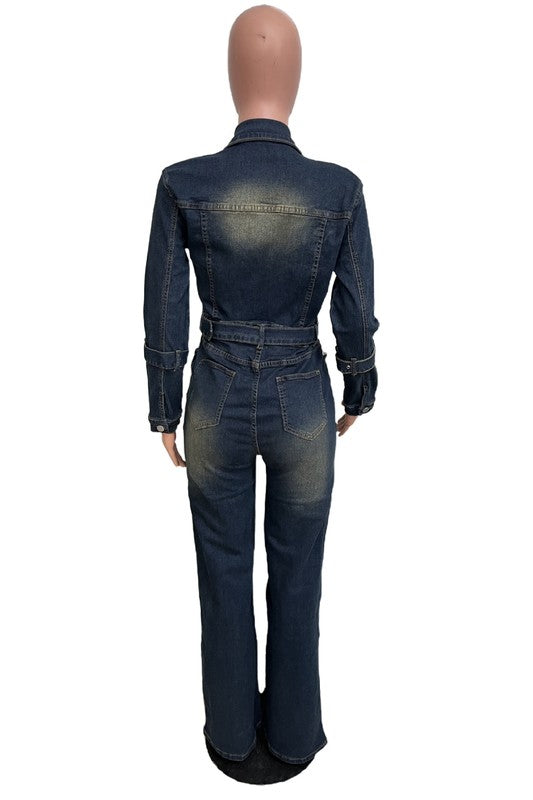 WOMEN DENIM SEXY JUMPSUIT NAVY by By Claude | Fleurcouture