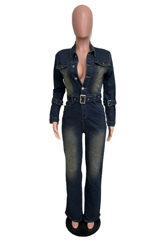 WOMEN DENIM SEXY JUMPSUIT NAVY by By Claude | Fleurcouture