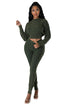 WOMEN FASHION 2PCS SWEATER PANTS SET OLIVE S by By Claude | Fleurcouture