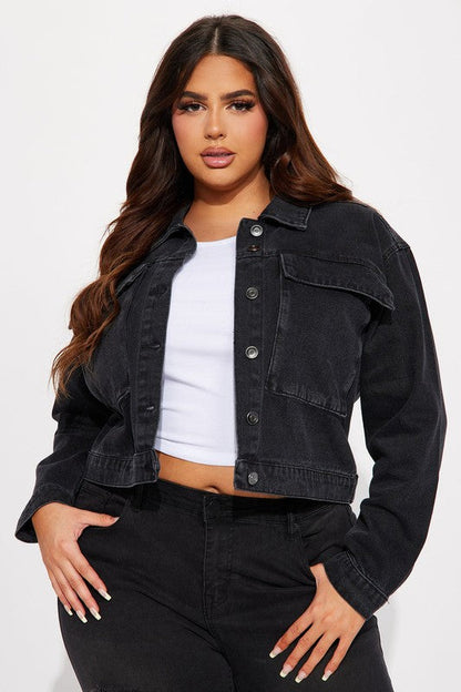 WOMEN FASHION DENIM JACKET BLACK by By Claude | Fleurcouture