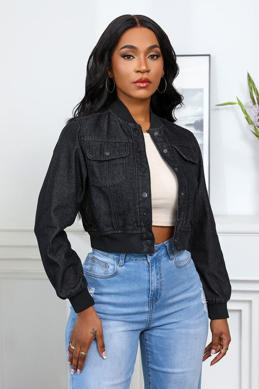 WOMEN FASHION DENIM JACKET BLACK by By Claude | Fleurcouture