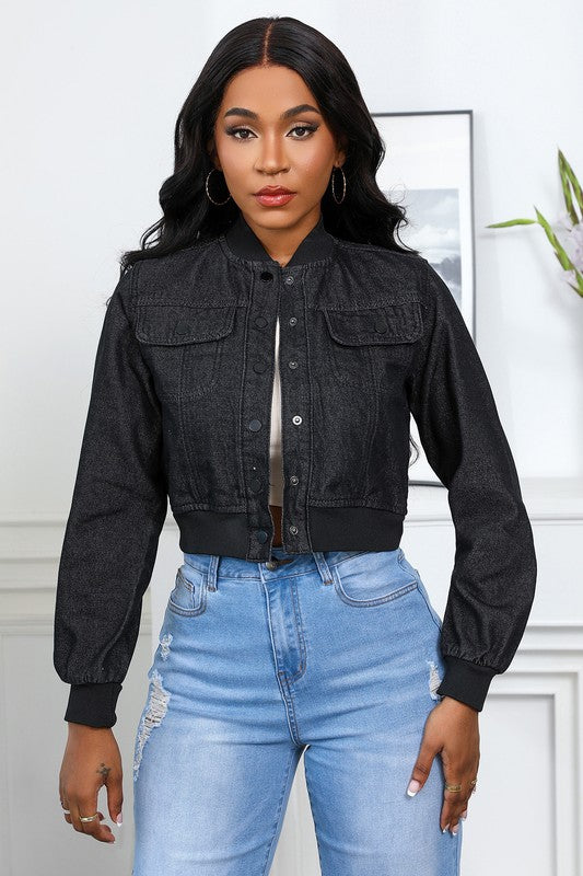 WOMEN FASHION DENIM JACKET BLACK by By Claude | Fleurcouture