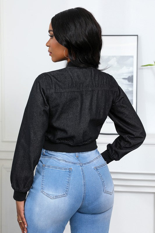 WOMEN FASHION DENIM JACKET BLACK by By Claude | Fleurcouture